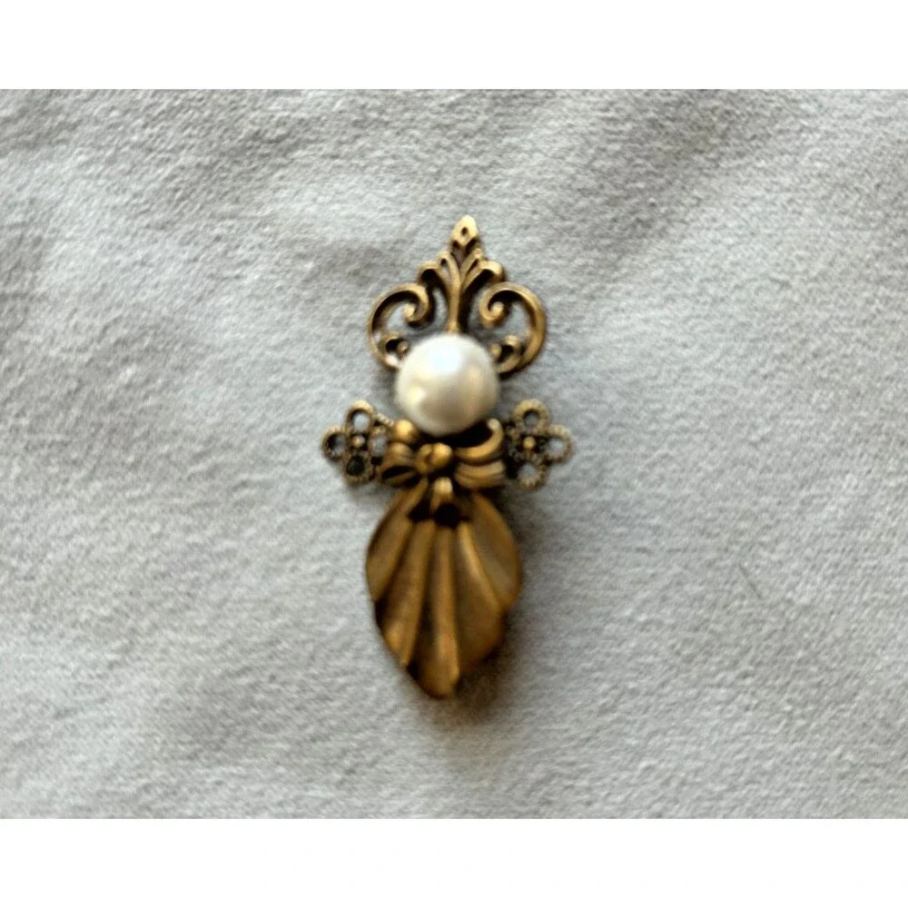 Vintage Gold and Silver Tone Angel Pins Faux Pearl - Lot of 3